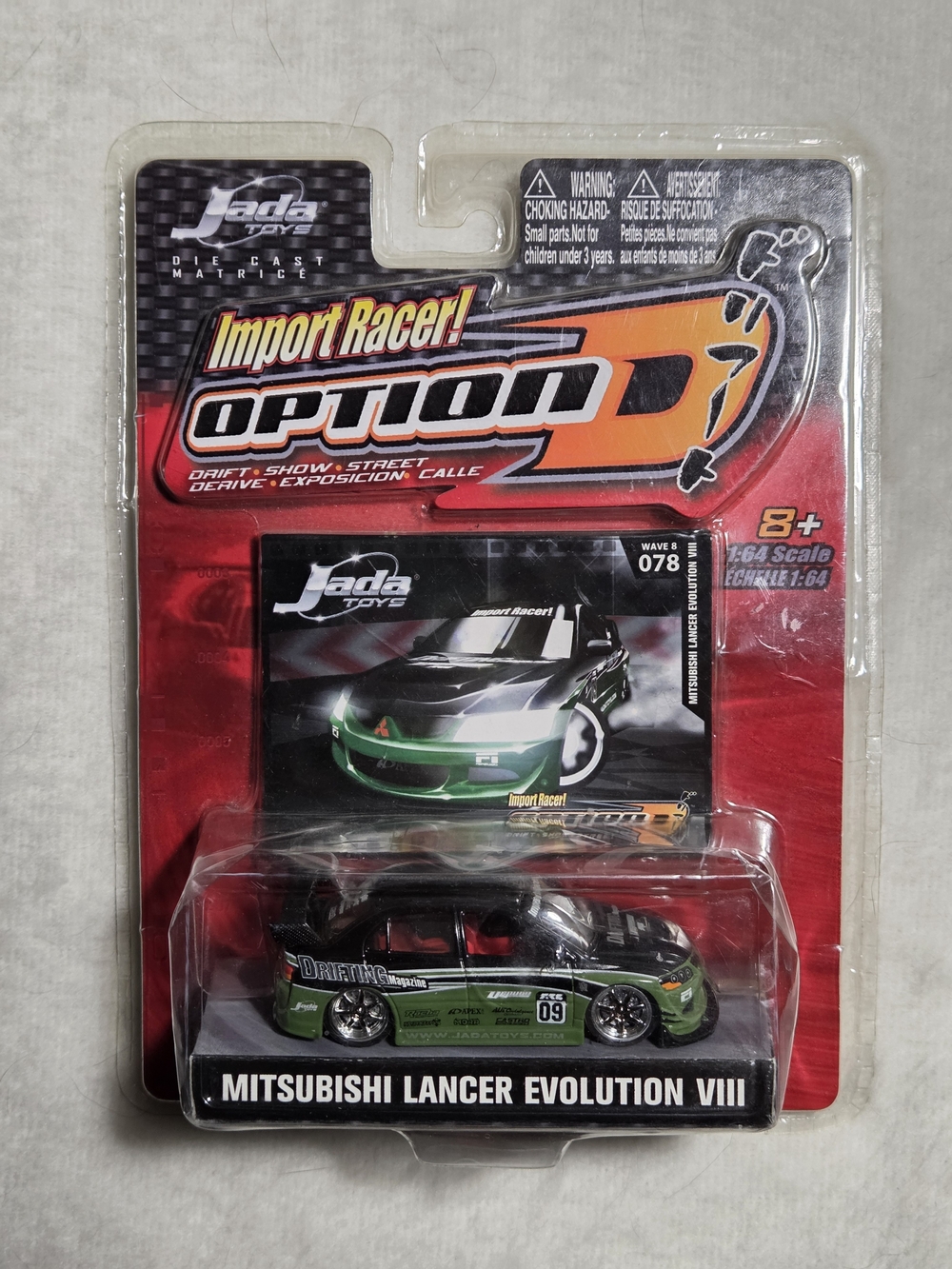 Jada Toys Import Racer Option Mitsubishi Lancer Evolution VIII - Green & Black
